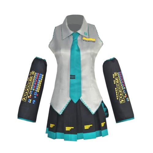 AIPILEI Miku Cosplay Kostüm Kleid Uniform Outfit Anime Charakter Miku Kostüm Matrosenuniform Komplettes Set für Halloween Karneval Party Rollenspiel (Blau, L) von AIPILEI