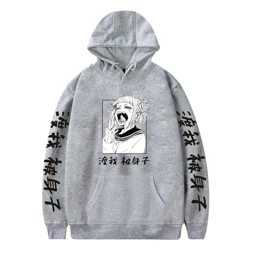 AIPILEI My Hero Academia Toga Himiko Cosplay Hoodies Sweatshirts No Hero Academia Lange Ärmel Hoodie Pullover für Männer Frauen Mädchen Jungen, grau, 3XL von AIPILEI