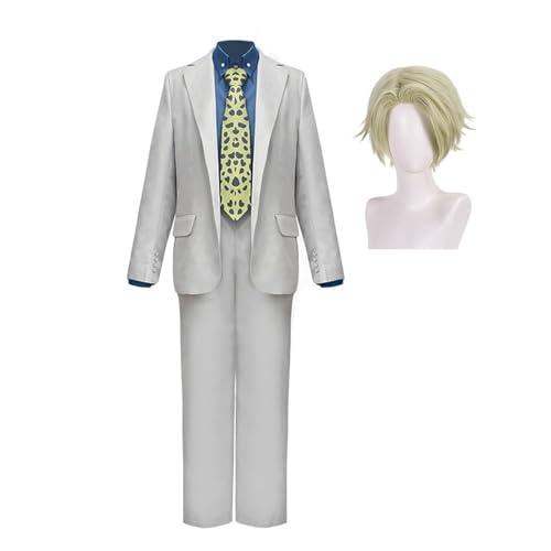 AIPILEI Nanami Kento Cosplay Kostüm Anime JJK Cosplay Nanami Kento Uniform Outfit mit Waffe Requisiten für Halloween Party (Nanami Kento Kostüm + Perücke, L) von AIPILEI