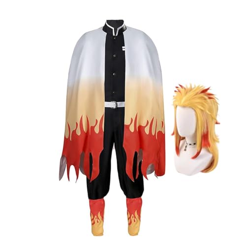 AIPILEI Rengoku Kyoujurou Cosplay-Kostüm, Outfit, Anime, Cosplay, Umhang, Jacke, Rolle, Cosplay, komplettes Kostüm-Set für Halloween, Karneval, Party (Rengoku Kyoujurou mit Wi, 110) von AIPILEI