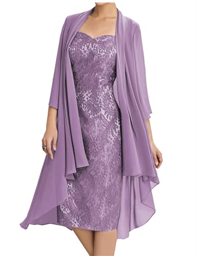 AIPILEI Tee-Länge, Brautmutter-Kleider mit Jacke für Hochzeit, elegante Übergröße, formelle Abend-Partykleider (Dusty Lilac, 6) von AIPILEI