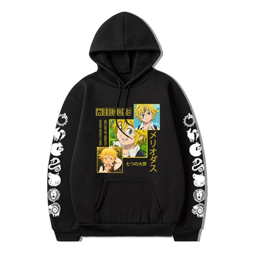 AIPILEI The Seven Deadly Sins Hoodie Anime Printed Pullover Meliodas Cosplay Hoodie Herren Kapuzenpullover Casual, Typ 1, L von AIPILEI