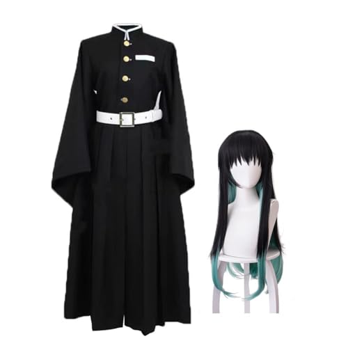 AIPILEI Tokitou Muichirou Cosplay-Kostüm mit Perücke, japanisches Anime-Rollenspiel-Outfit, Tokitou Muichirou, Uniform, Kimono, komplettes Set, Verkleidung, Halloween-Maskerade-Partykleidung (mit von AIPILEI