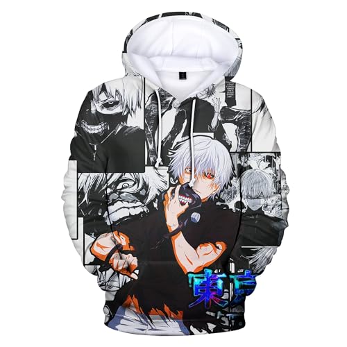 AIPILEI Tokyo Ghoul Kapuzenpullover Kaneki Ken Cosplay Kapuzenpullover 3D Anime Druck Pullover Langarm Sweater Unisex Casual Streetwear, Typ 2, L von AIPILEI