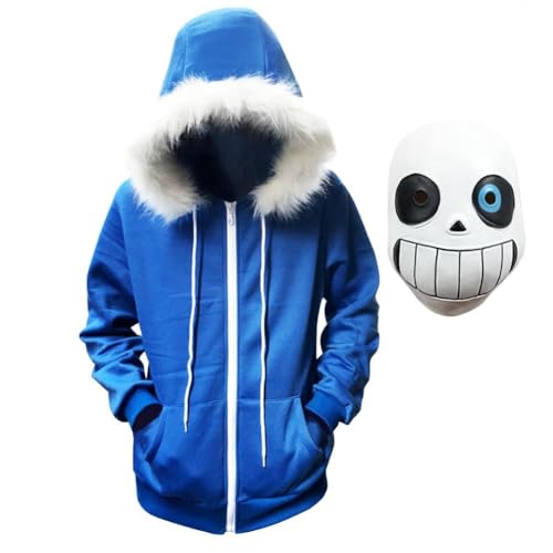 AIPILEI Undertale Sans Cosplay-Kostüm, Sans Jacke, Mantel, Reißverschluss, Hoodies, Sweatshirt für Halloween, Cosplay, Erwachsene, Kostüm, Hoodie + Maske, L von AIPILEI