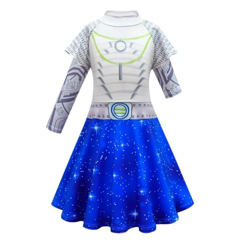 AIPILEI Zombies 3 Kostüm, Zombies Cheerleader Kostüm für Kinder, Addison Alien Cosplay Kleid für Mädchen, Cheerleader-Outfit, Zombie-Schule 3, Cosplay-Kostüm für Halloween-Party (C, 110) von AIPILEI