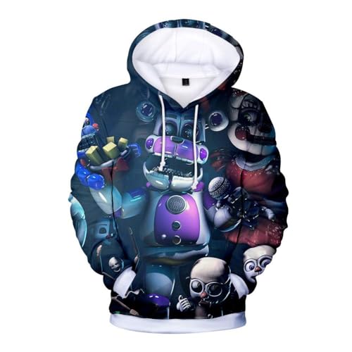 Five Nights Freddy's Hoodies 3D FNAF Printed Sweatshirt Horror Games Pullover Security Breach Game Costume for Fans and Adult (E,3XL) von AIPILEI