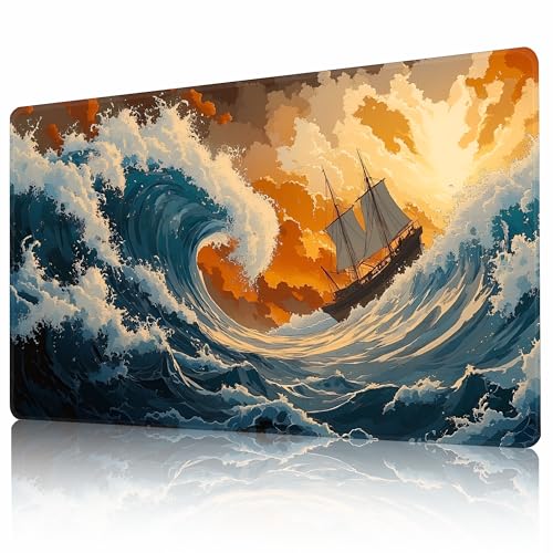 MTG Spielmatte 24" x 14" TCG Karten Spielmatte mit Genähte Kanten und Glatte Gummioberfläche für Kartenspiele Anti-Rutsch Gaming Spielmatte Kampfspielmatte mit Kostenlose Aufbewahrungstasche von AIRCBC