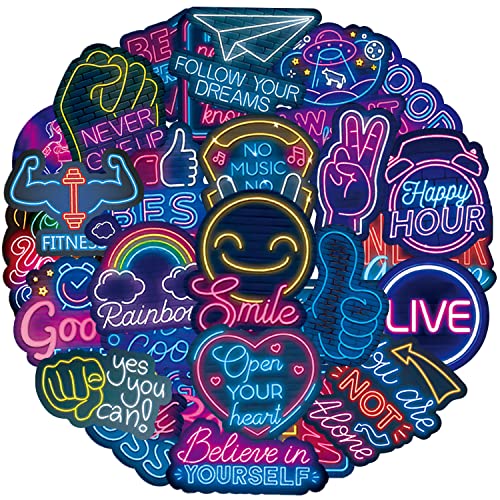 Aufkleber 100 Neon Sprüche Sticker Set Wasserfeste Vinyl Decals Aesthetic Inspirierend Zitate Motivations Sticker Für Laptop Handy Vision Board Scrapbooking Tagebuch Mappen Fotoalbum Tassen Skateboard von AIRNOGO