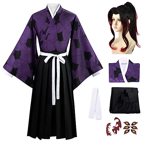 AISHANGYIDE Kokushibo Cosplay Kostüm komplett mit Perücke Anime Demon Slayer Kokushibo Cosplay Kostüm Kimetsu no Yaiba Kimono Halloween Karneval Party Performance Kostüm Erwachsene von AISHANGYIDE