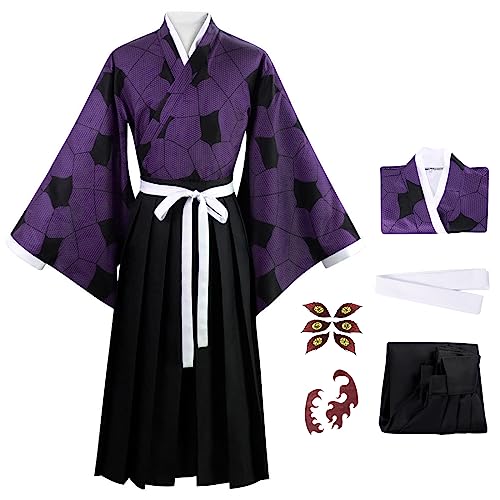 AISHANGYIDE Kokushibo Cosplay Kostüm komplett mit Perücke Anime Demon Slayer Kokushibo Cosplay Kostüm Kimetsu no Yaiba Kimono Halloween Karneval Party Performance Kostüm Erwachsene von AISHANGYIDE