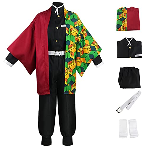 AISHANGYIDE Tomioka Giyuu Cosplay Kostüm Set mit Perücke Anime Kimetsu no Yaiba Cosplay Kostüm Giyuu Uniform Kostüm Halloween Karneval Party Kostüm Erwachsene von AISHANGYIDE