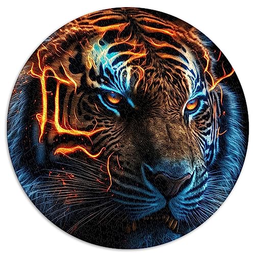 1000 Piece Jigsaws for Adults Puzzle neon Tiger Round Puzzle | Puzzles Cardboard Puzzle 26.5x26.5inch von AITEXI