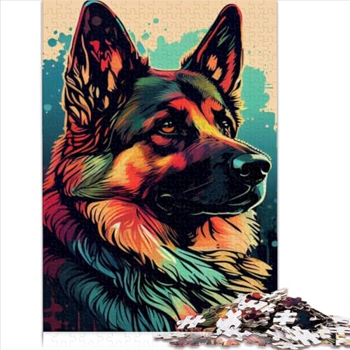 1000 Teile Puzzle Deutscher Schäferhund Bunte Puzzles für Holzpuzzle Tolles Geschenk für Erwachsene Lernspielzeug Familienspiele 1000 Teile (50 x 75 cm) von AITEXI