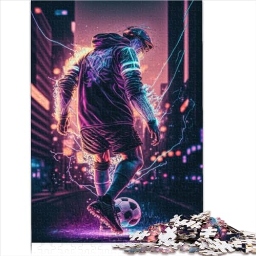 1000 Teile Puzzle Neon-Fußballspieler-Puzzle für Erwachsene Premium-Karton Präzise ineinandergreifende Puzzles eignen Auffälliges Design 1000 Teile (26 x 38 cm) von AITEXI