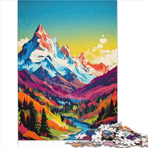 1000 Teile Puzzle Pop Art Berge Puzzle Holzpuzzle Geeignet für Erwachsene und Jugendliche ab 12 Jahren Anspruchsvolle Spielpuzzles 1000 Teile (50 x 75 cm) von AITEXI