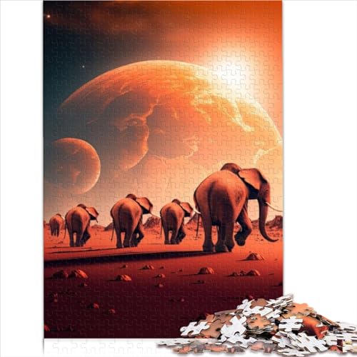 1000 Teile Puzzle für Erwachsene Elefant Sonnenuntergang Familienspaßpuzzle aus recyceltem Karton für Erwachsene Puzzles Weihnachtswunschliste mit Weihnachtsmann 1000 Teile (26 x 38 cm) von AITEXI