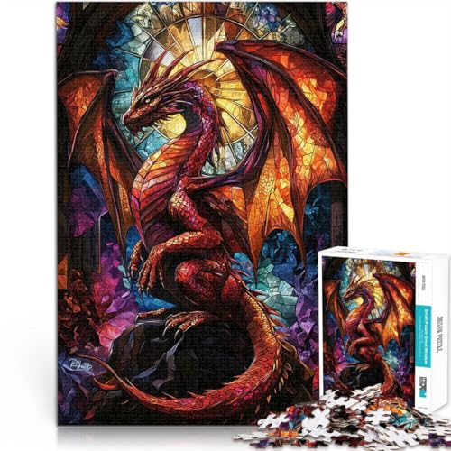1000-Teile-Puzzle für Erwachsene Spielzeug Lernspiele Stressabbau Drache aus Buntglas Geburtstagsgeschenk, Geschenke, Wandkunst52x38cm 1000-Teile-Puzzle für Erwachsene Spielzeug Lernspiele Stressabbau Drache aus Buntglas Geburtstagsgeschenk, Geschenke, Wandkunst52x38cm von AITEXI