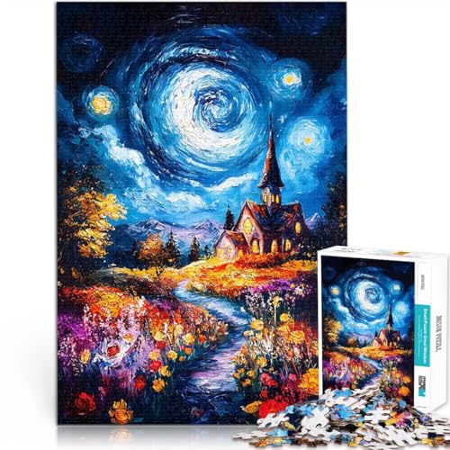1000-teilige Puzzles für Erwachsene Quizspiel Nachthimmel-Kirchengemälde Jedes Stück ist einzigartig – Anspruchsvolles Familienspiel38x26cm 1000-teilige Puzzles für Erwachsene Quizspiel Nachthimmel-Kirchengemälde Jedes Stück ist einzigartig – Anspruchsvolles Familienspiel38x26cm von AITEXI