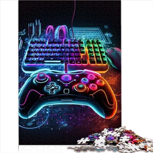 1000-teiliges Puzzle, Gaming-Neon-Puzzle für Erwachsene, Kinder, Puzzle für Erwachsene, Lernspiel, Herausforderungsspielzeug, Mehrfarbig, 1000 Teile (26 x 38 cm) von AITEXI