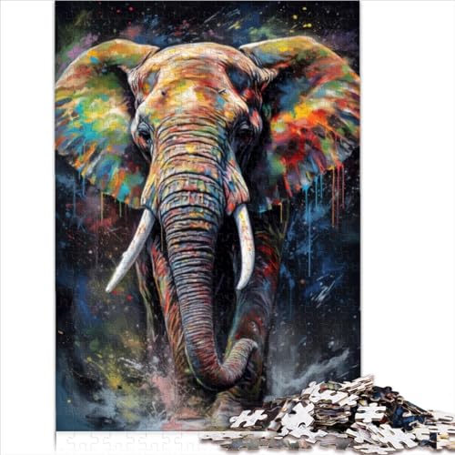 1000-teiliges Puzzle für Erwachsene, Elefantenmalerei, Holzpuzzle, Kleinkind, Kinder, Jungen, Mädchen, Stressabbau, schwierige Herausforderung, 1000 Teile (50 x 75 cm) von AITEXI