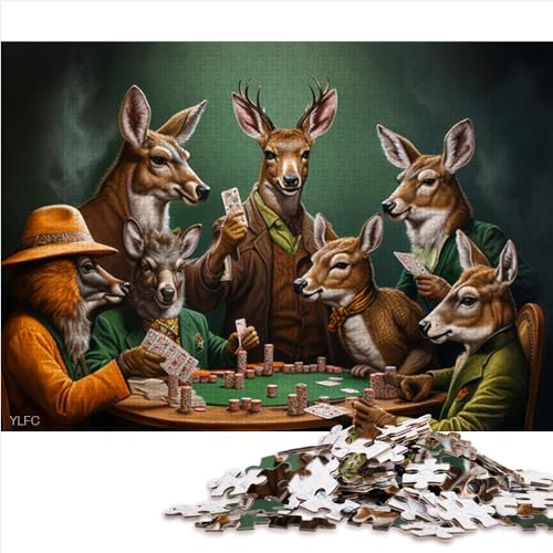 1000-teiliges Puzzle für Erwachsene, Hirsch-Poker-Puzzle für Erwachsene, lustiges Geschenk, 1000 Teile (26 x 38 cm) von AITEXI