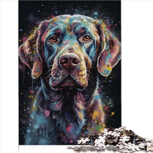 1000-teiliges Puzzle für Erwachsene, Labrador-Malerei, Holzpuzzle für Jugendliche, präzise geschnittenes 1000-teiliges Puzzle, 1000 Teile (50 x 75 cm) von AITEXI