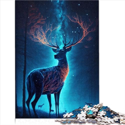 1000-teiliges Puzzle für Erwachsene, Tier-Hirsch-Puzzles für Erwachsene und Kinder, Holzpuzzle, nachhaltiges Puzzle für Erwachsene – herausforderndes Spiel (50 x 75 cm) von AITEXI