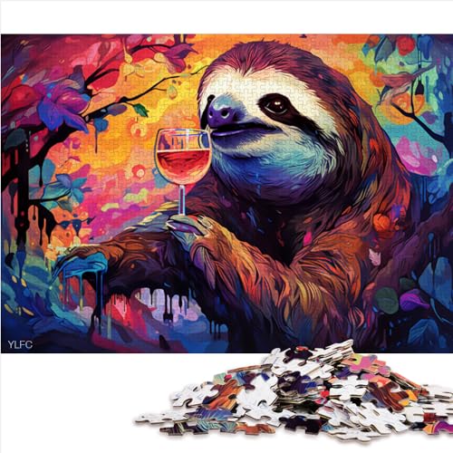 Art Animal Faultier Puzzles Erwachsenenpuzzle 1000 Holzpuzzle Geeignet für Kinder ab 12 Jahren für Kinder und Erwachsene ab 9 Jahren 1000 Teile (50 x 75 cm) von AITEXI