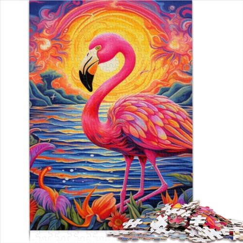 Art Psychedelic Flamingo Puzzle Geschenk 1000 Teile für Erwachsene Geschenke 100% recycelter Karton Lustige Familienpuzzles für Erwachsene Puzzle Hands-on-Spiel 1000 Teile (26 x 38 cm) von AITEXI