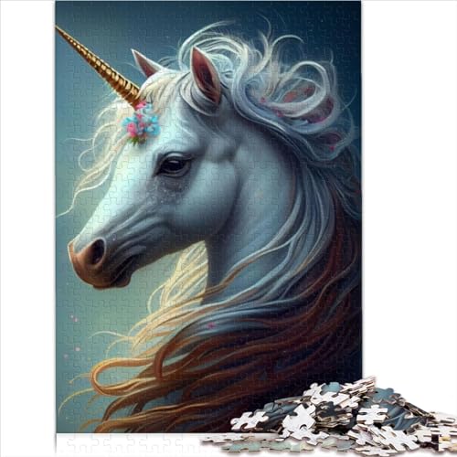 Einhorn Schöne klobige Puzzle-Puzzles 1000 Teile für Erwachsene Holzpuzzle für Erwachsene Kinder ab 12 Jahren als Geschenk für die ganze Familie und die 1000 Teile (50 x 75 cm) von AITEXI