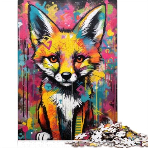 Familienpuzzles Geschenk Banksy Graffiti Slum Fox 1000 Teile Puzzle für Erwachsene Kinder Holzpuzzle Erwachsene Puzzles Geschenke Puzzle Lernspiele 1000 Teile (50 x 75 cm) von AITEXI