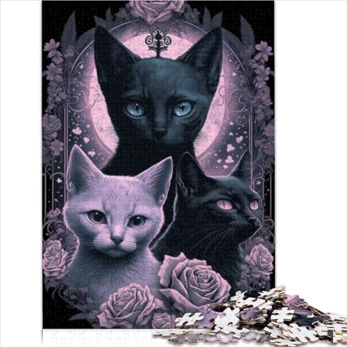 Gothic-Katze-Puzzle für Erwachsene, 1000-teiliges Puzzle für Erwachsene, Premium-Recyclingbrett für Kleinkinder, Kinder, Jungen und Mädchen, Puzzle-Lernspiele (26 x 38 cm) von AITEXI