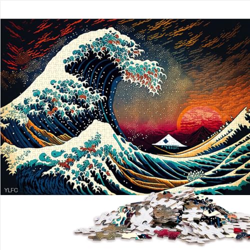 Great Wave Off Kanagawa-Puzzles für 1000 Teile, 100% recycelter Karton, nachhaltiges Puzzle für Erwachsene, Lernspiele, 1000 Teile (26 x 38 cm) von AITEXI