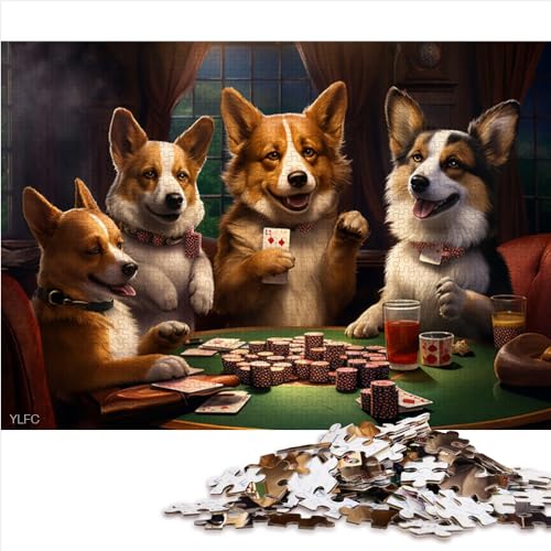 Hunde Spielen Poker, Puzzle für Erwachsene, Puzzle für Erwachsene, 1000 Teile, Puzzle-Geschenke, Papppuzzle für Erwachsene, Kinder, Erwachsene (26 x 38 cm) von AITEXI