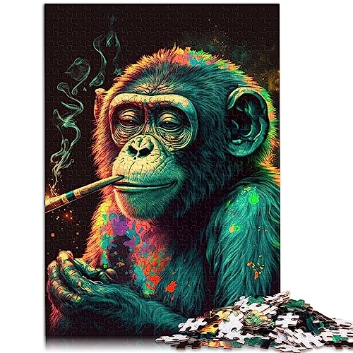 Marihuana-AFFE-Puzzle für Erwachsene, 1000 Teile, Holzpuzzle zum Stressabbau, schwierige Herausforderung, 19,7 x 29,5 Zoll von AITEXI