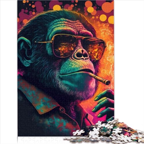 Marihuana-AFFE-Puzzle für Erwachsene, 1000-teiliges Puzzle für Erwachsene, Kinder-Holzpuzzle, geeignet für Erwachsene und Kinder über 12 Jahre, Familienspiele (38 x 52 cm) von AITEXI