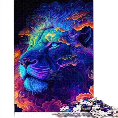 Neon-Löwe-Puzzle für Erwachsene, 1000-teiliges Puzzle für Erwachsene, Holzpuzzle, geeignet für Erwachsene und Kinder über 12 Jahre, Puzzle-Wanddekoration, 1000 Teile (50 x 75 cm) von AITEXI