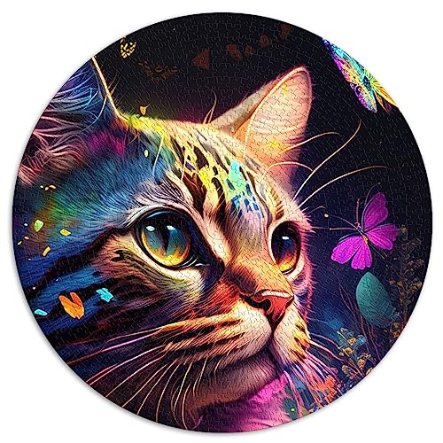Neon-Puzzle mit Katze und Blume, 1000 Teile, rundes Puzzle, Geschenk, 100% recycelter Karton, 26,5 x 26,5 Zoll Neon-Puzzle mit Katze und Blume, 1000 Teile, rundes Puzzle, Geschenk, 100% recycelter Karton, 26,5 x 26,5 Zoll von AITEXI