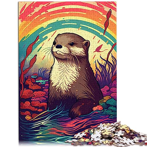 Otter Rainbow Puzzle Erwachsene 1000 Papppuzzle Lustige Puzzlespiele 10,27 x 14,96 Zoll Puzzle für Erwachsene von AITEXI