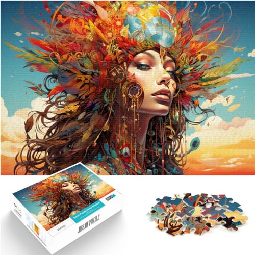 Puzzle, Farbige Frau, 500-teiliges Puzzle, Holzpuzzle, interessantes Puzzle zur Stressreduzierung (38 x 52 cm) von AITEXI