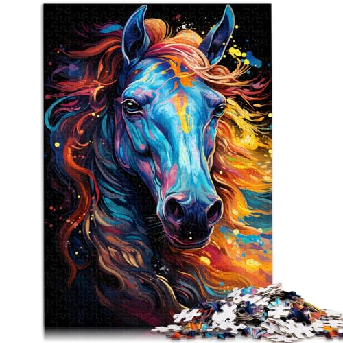 Puzzle, Farbmalerei, Pferd, 1000-teiliges Puzzlespiel, Holzpuzzle, Spielzeug, Puzzle, Lernspiele, Stressabbau-Puzzle (50 x 75 cm) von AITEXI