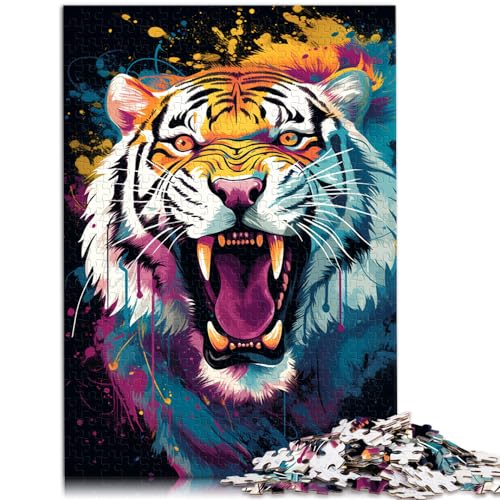 Puzzle, Lernspiele, Doodle, bunter Tiger für Erwachsene, 1000-teiliges Puzzle, Holzpuzzle – anspruchsvolles Spiel (50 x 75 cm) von AITEXI