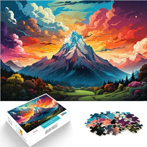 Puzzle, Lernspiele, Psychedelisches, farbenfrohes Landschaftspuzzle für Erwachsene und Ren, 1000 Teile, Holzpuzzle, Heimdekoration, Puzzlespielzeug (50 x 75 cm) von AITEXI