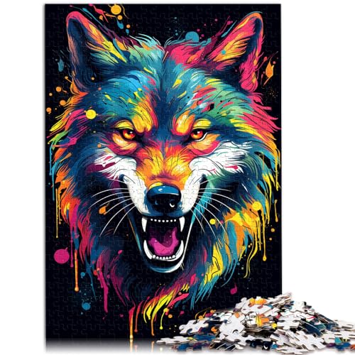 Puzzle, Lernspiele, farbenfrohes Gemälde, Wolf, 1000 Teile, Puzzle für Erwachsene, Holzpuzzle zum Stressabbau, schwierige Herausforderung (50 x 75 cm) von AITEXI