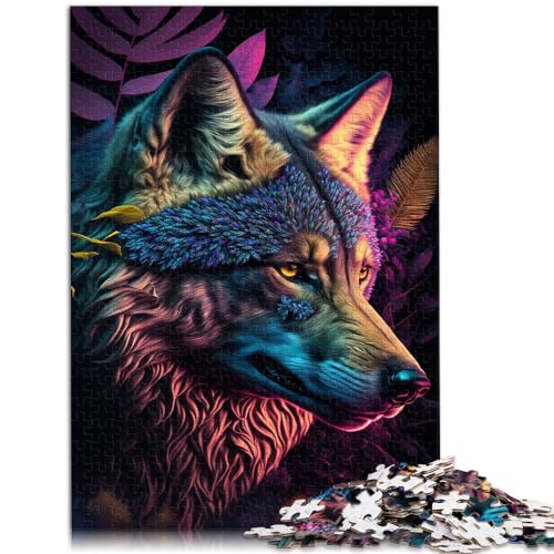 Puzzle, bunt, abstrakt, Wolf, Puzzle für Erwachsene, 1000 Teile, Holzpuzzle, Lernspiele, Heimdekorationspuzzle (50 x 75 cm) von AITEXI