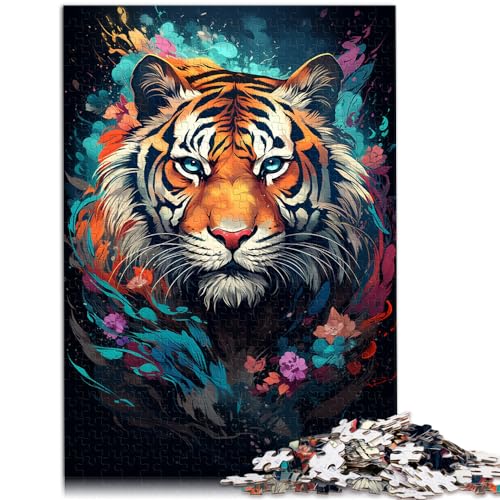 Puzzle, buntes psychedelisches Tiger-Puzzle für Erwachsene, 1000 Teile, Holzpuzzle, Weihnachtswunschliste mit Weihnachtsmann (50 x 75 cm) von AITEXI