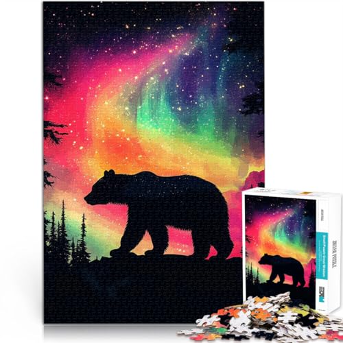 Puzzle 1000 Teile für Teenager Handgeschwindigkeitswettbewerb Bär unter Aurora Borealis mit passendem Poster und Quizblatt38x26cm Puzzle 1000 Teile für Teenager Handgeschwindigkeitswettbewerb Bär unter Aurora Borealis mit passendem Poster und Quizblatt38x26cm von AITEXI