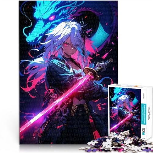 Puzzle 2000 Teile für Teenager für Lernspiel-Herausforderungsspielzeug Anime-Mädchen mit Drachen und Schwert Heimdekoration70x100cm Puzzle 2000 Teile für Teenager für Lernspiel-Herausforderungsspielzeug Anime-Mädchen mit Drachen und Schwert Heimdekoration70x100cm von AITEXI