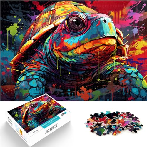 Puzzle Farbige Schildkröte Puzzle für Erwachsene 1000 Teile Holzpuzzle Spielzeug Puzzles Lernspiele Stressabbauende Puzzles （50x75cm） von AITEXI